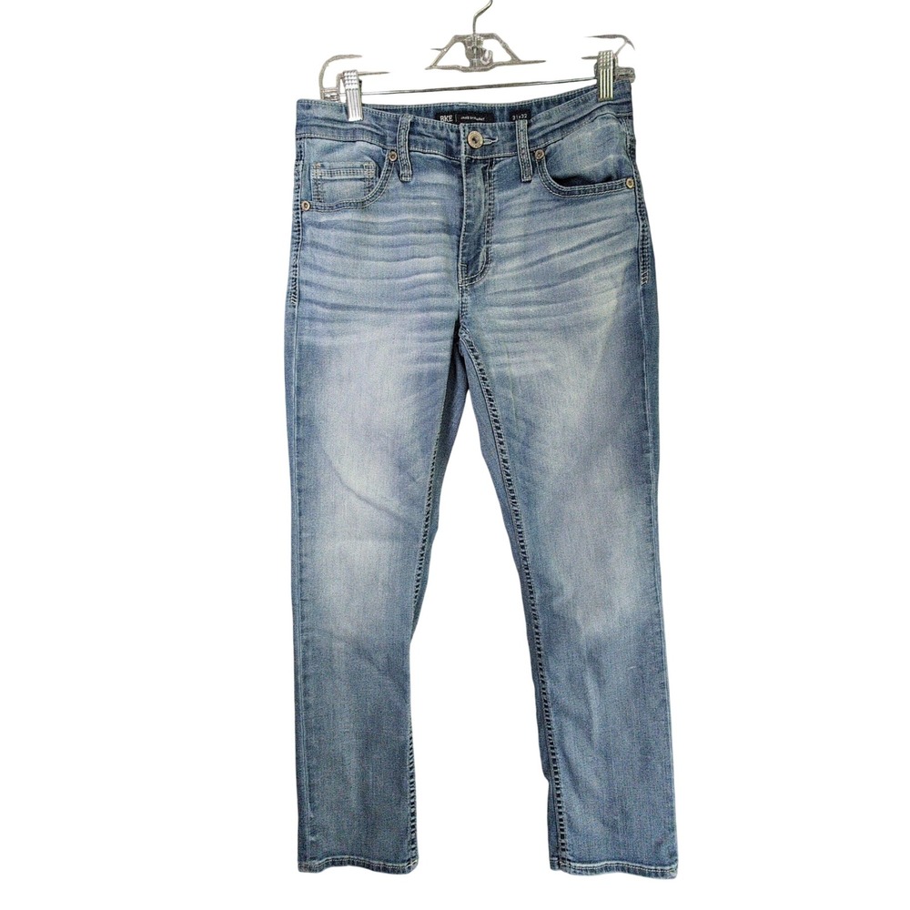 BKE Jake Jeans Mens 31x32 Blue Light Wash Straight Distressed